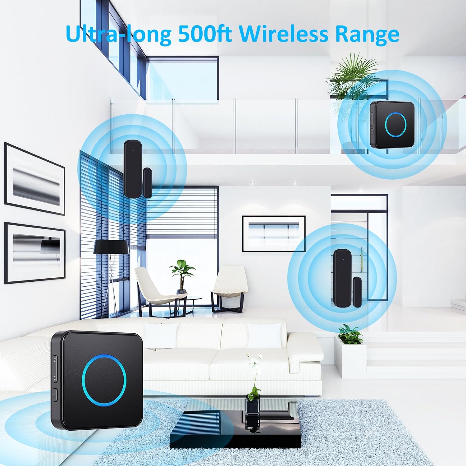 Visual representation of SECRUI sensor coverage across a modern home.
