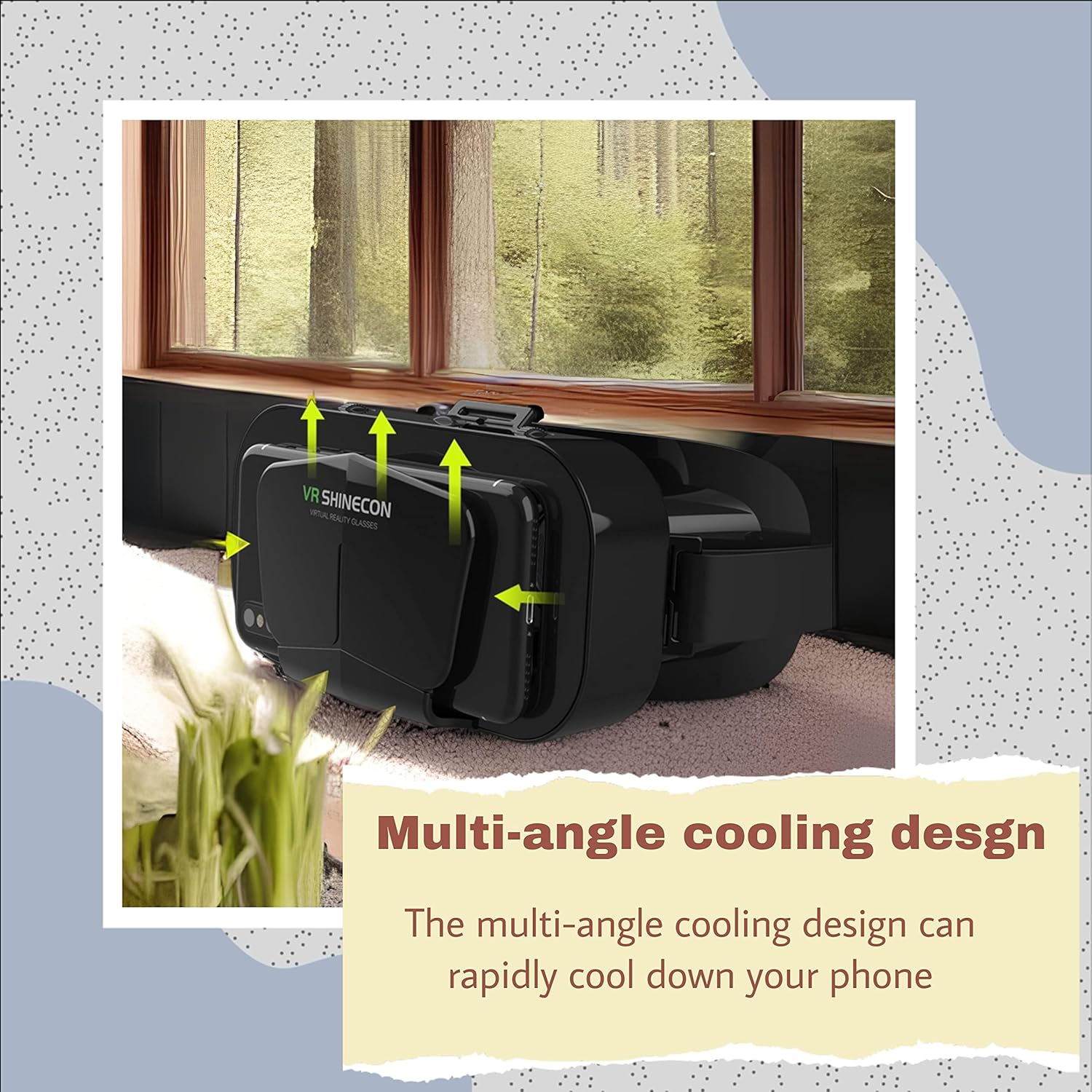 Multi-angle cooling design of VR SHINECON G10 to keep phone temperature low