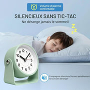 Silent non ticking analog alarm clock for peaceful bedroom sleep