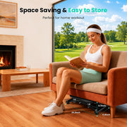 Compact ski simulator stored easily under a sofa
