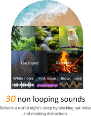 Selection of 30 nature-inspired sleep sounds like rain and ocean.