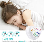 Baby sound machine with 20, 40, and 60-minute sleep timer