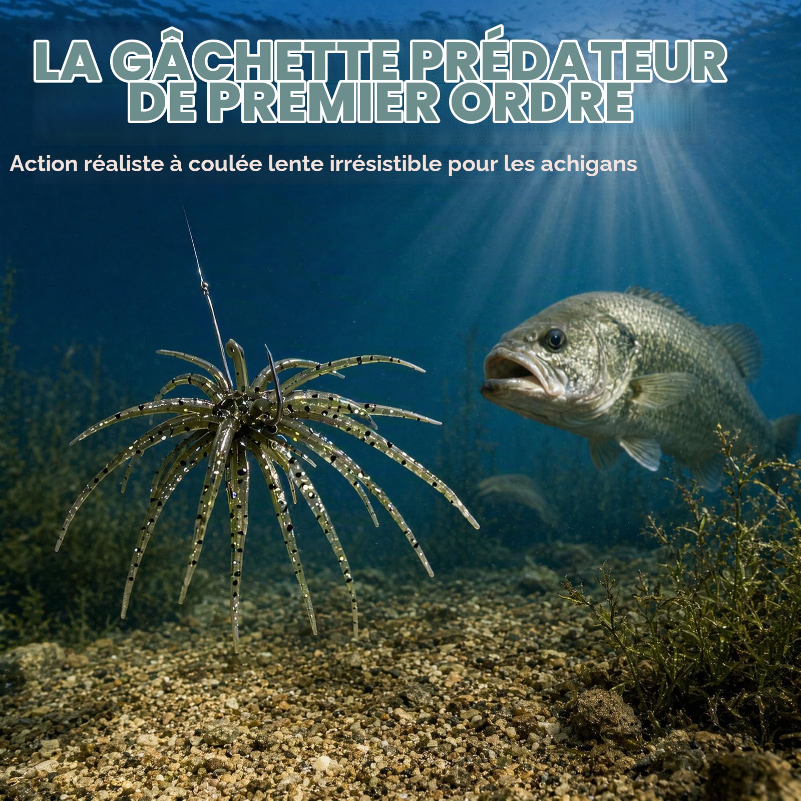 Slow-sinking sea urchin bait attracting predatory fish underwater