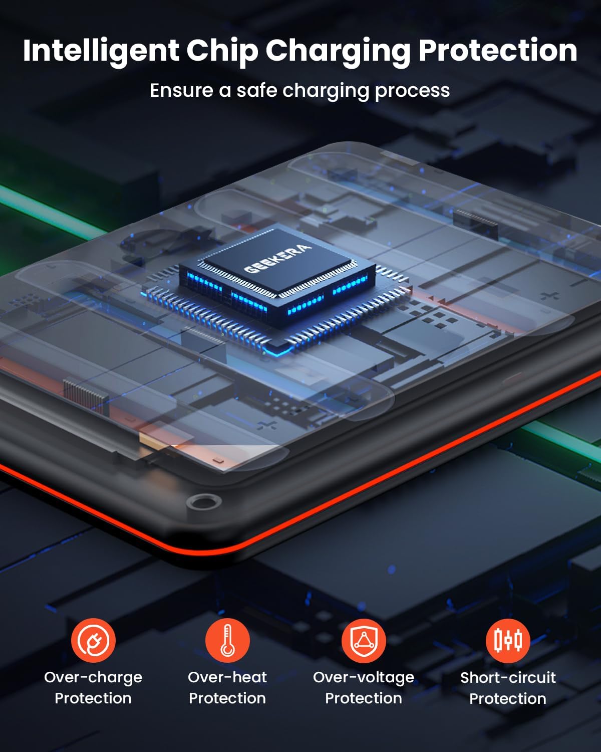 Smart chip inside RGB charging station for overcharge and short-circuit protection