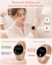 Smartwatch for women with Bluetooth calling, message notifications and AI voice assistant