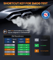 Shortcut feature for smog test and I/M readiness with OBDMATE device