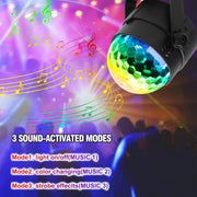 LED party light syncing with music beats creating colorful lighting effects