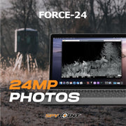 Night vision photo of moose captured by FORCE-24 on laptop screen