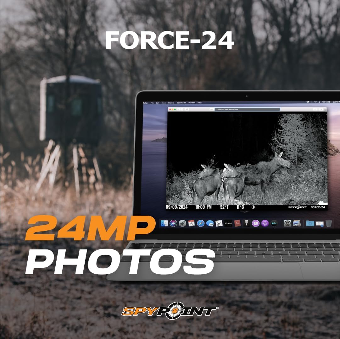 Night vision photo of moose captured by FORCE-24 on laptop screen