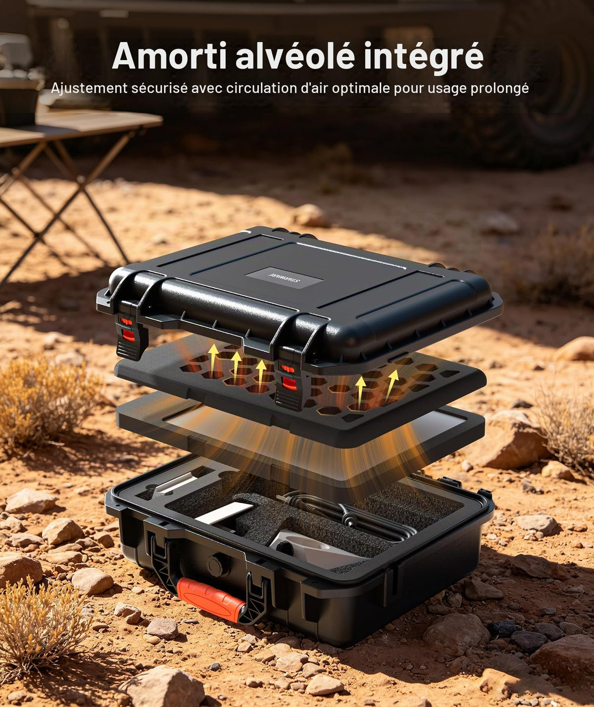 Starlink Mini protective case with honeycomb impact cushioning and ventilation