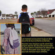 Personal alarm attached to a backpack for student safety