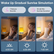 Gradual sunrise wake up light simulation alarm clock