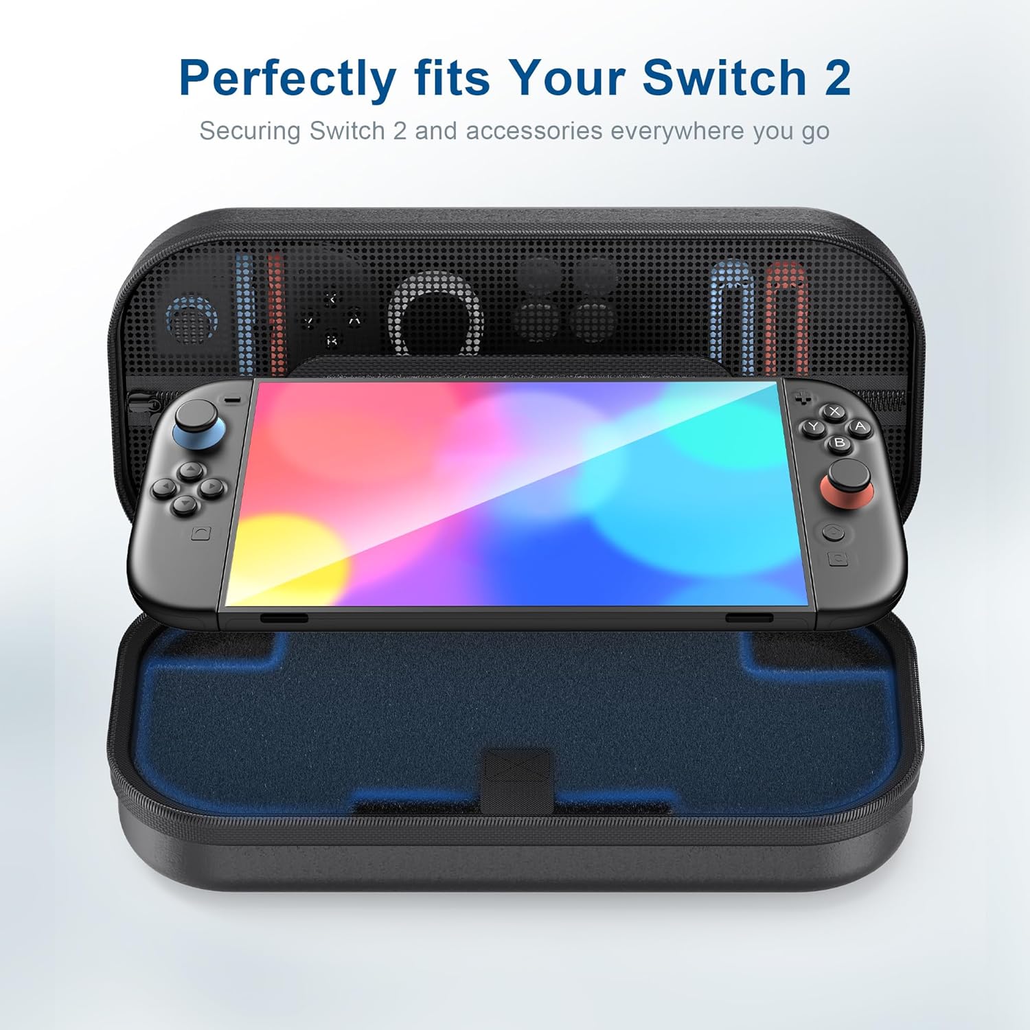 Nintendo Switch 2 perfectly fitted inside protective travel case