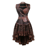 Two-piece utility corset and skirt set with tactical belt and pouch