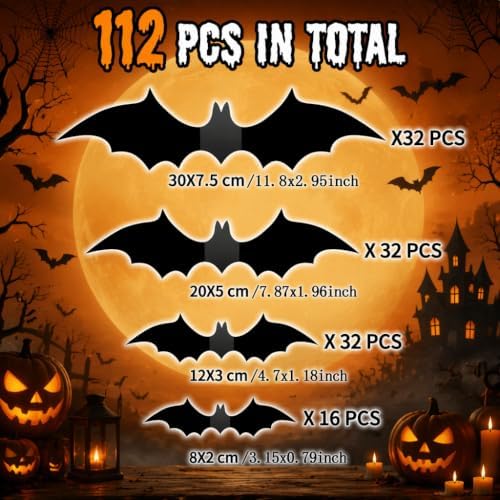 Thick reusable PVC Halloween bat decorations with matte and glossy three-dimensional design