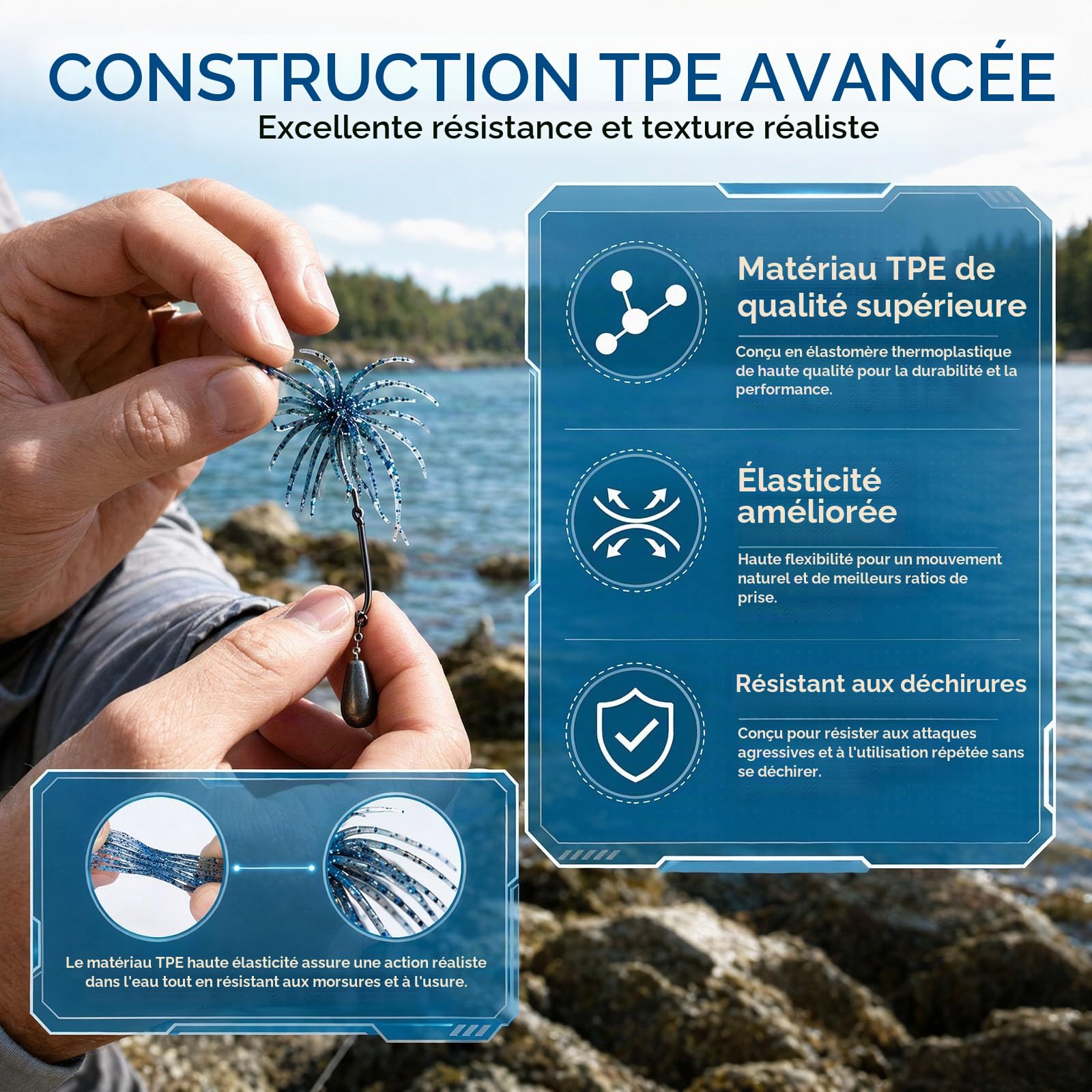 TPE sea urchin fishing lure with flexible and tear-resistant construction
