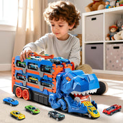 Transforming dinosaur transport truck toy gift for boys and girls ages 3 to 8