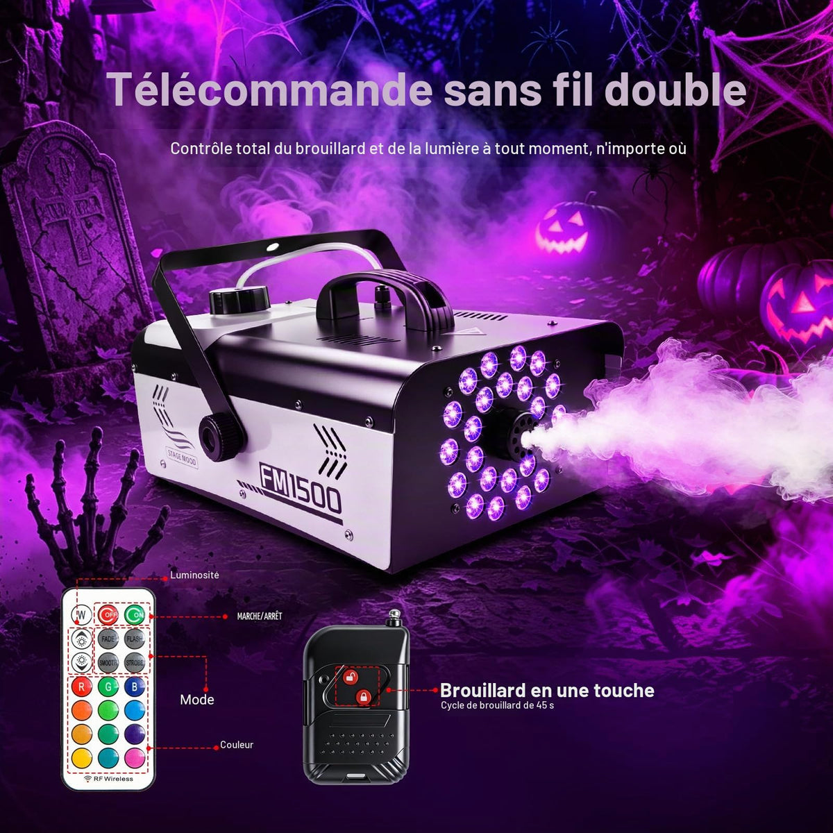 1500W fog machine with integrated 24 LED lights - product image 4