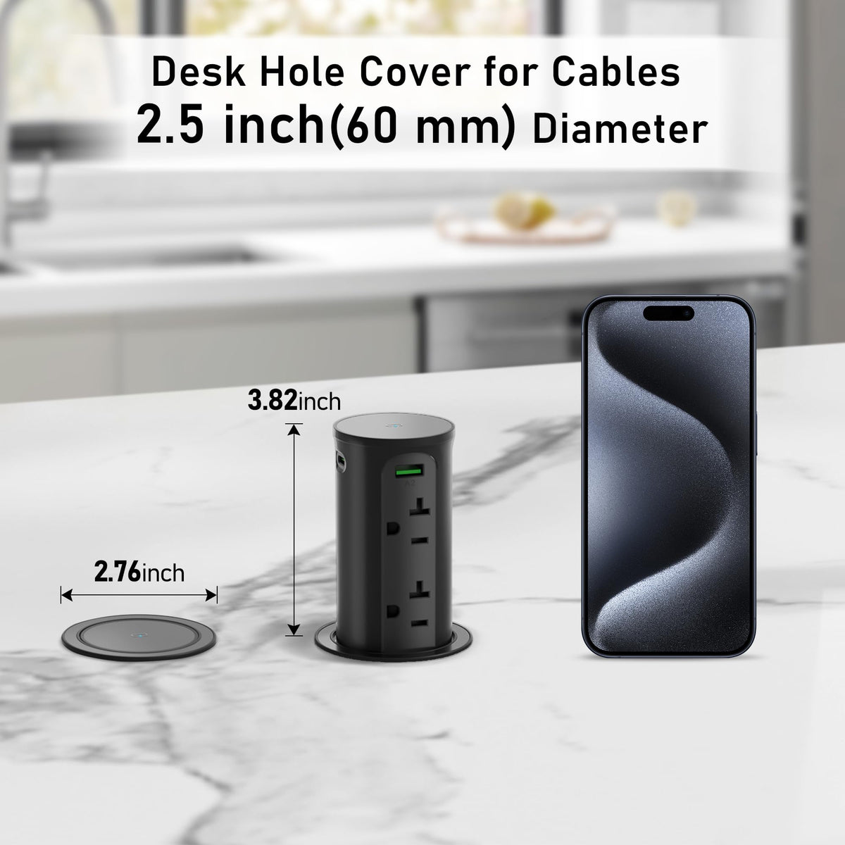 Countertop pop-up outlet dimensions