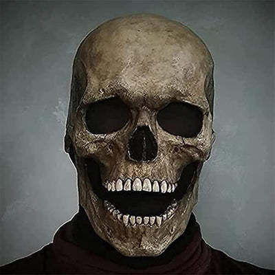 Realistic Skull Halloween Mask with Moving Jaw – Full Head Latex Costume