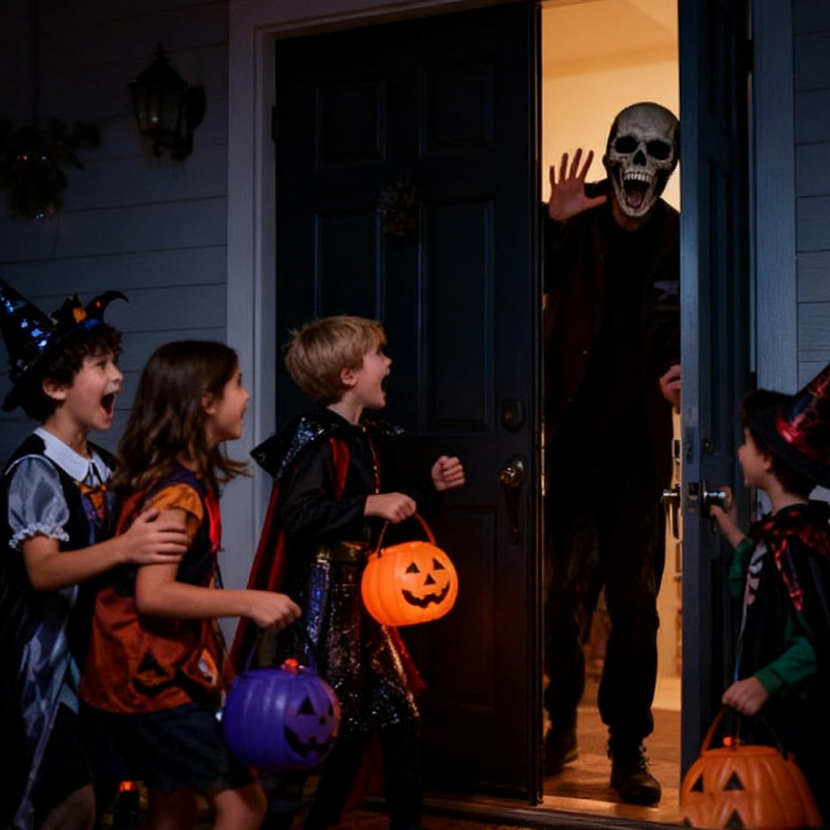 Scary skull mask for Halloween trick-or-treat costume