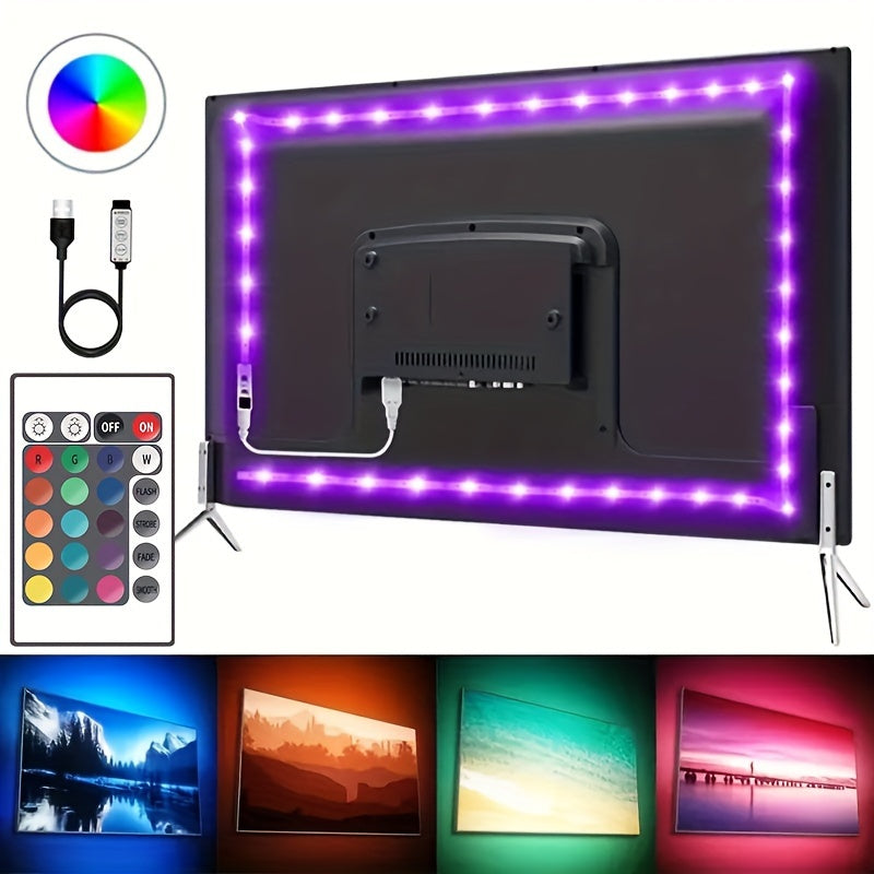 TV backlight setup using USB RGB LED light strip