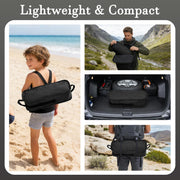 Compact camping chair packed into portable carry bag