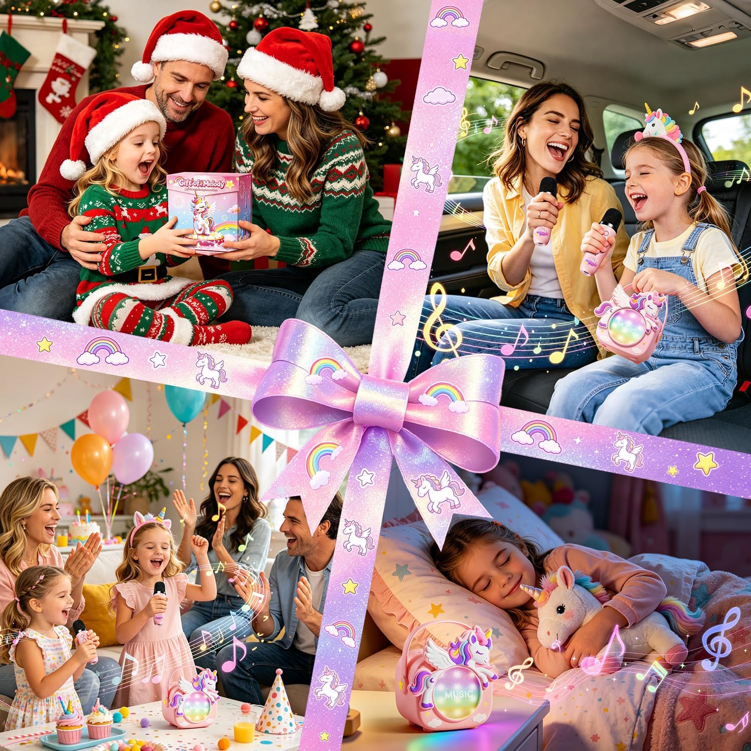 Portable unicorn karaoke machine for birthdays holidays and family fun