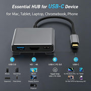 USB-C 3-in-1 dongle with HDMI USB 3.0 and PD