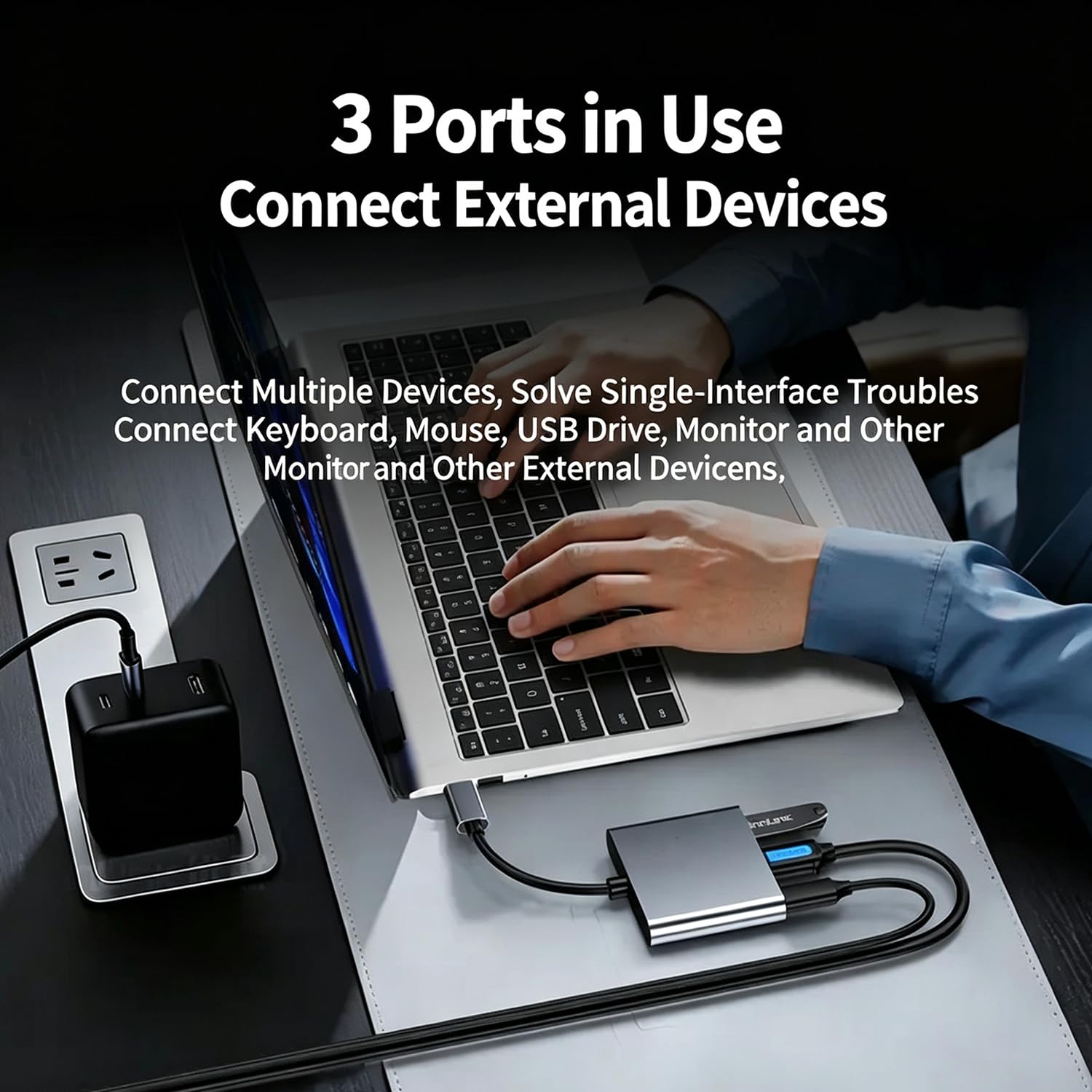 USB-C multiport adapter with HDMI and USB 3.0