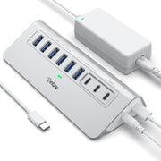 Aluminum 9-in-1 USB-C hub with visible USB-A and USB-C ports