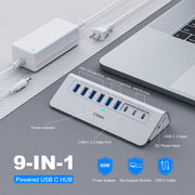 Diagram showing labeled ports including USB 3.2, USB-A 3.0, and PD 45W