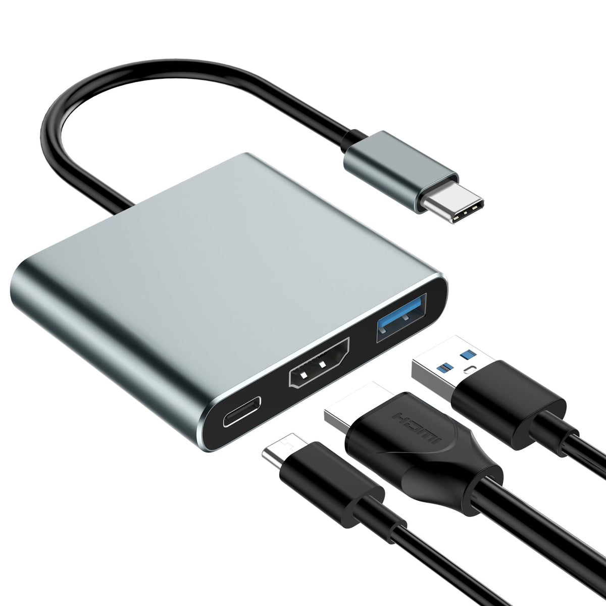 USB-C to HDMI 4K adapter with 100W PD and USB 3.0