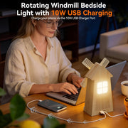 Bedside alarm clock with USB charging port and warm ambient lighting