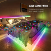 LED lights syncing with music in a cozy bedroom
