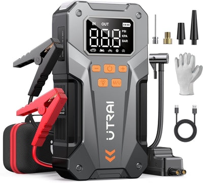 5000A Jump Starter with Air Compressor, LED Lights & Power Bank - For 12V Vehicles (Gas/Diesel up to 10L)