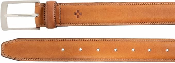 Vince Camuto men's Italian leather belt with detailed buckle and stitching