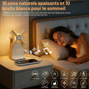 Alarm clock with white noise machine and relaxing nature sounds