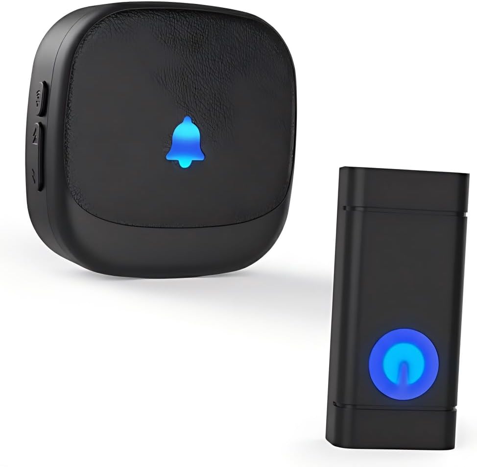 Wireless classroom doorbell set with plug-in receiver and waterproof transmitter