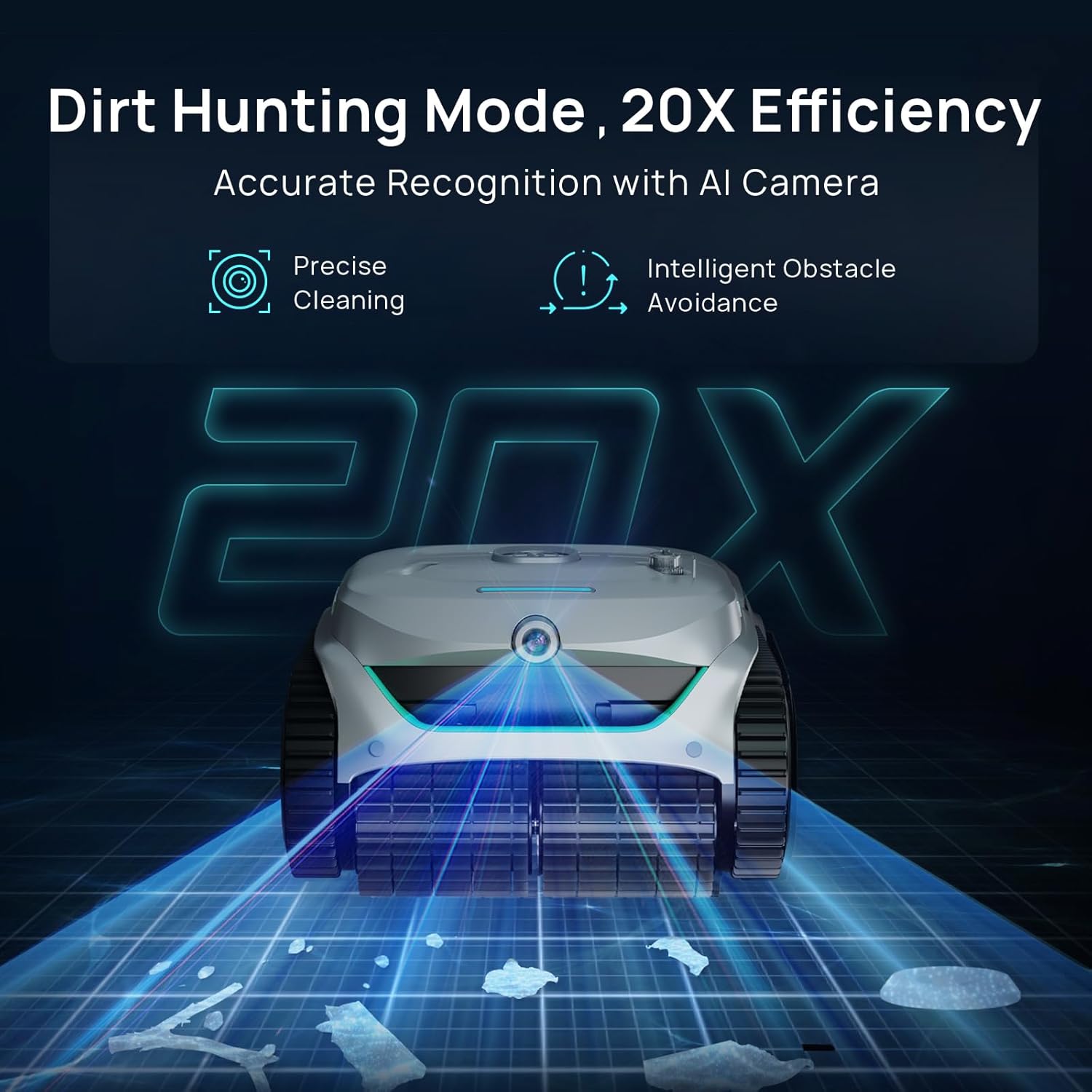 AI vision technology detecting debris in pool