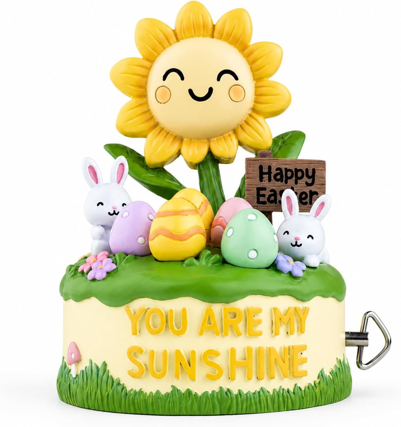 Front view of You Are My Sunshine wind-up Easter music box