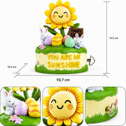 Dimensions of the You Are My Sunshine Easter music box with sunflower and bunny figurines